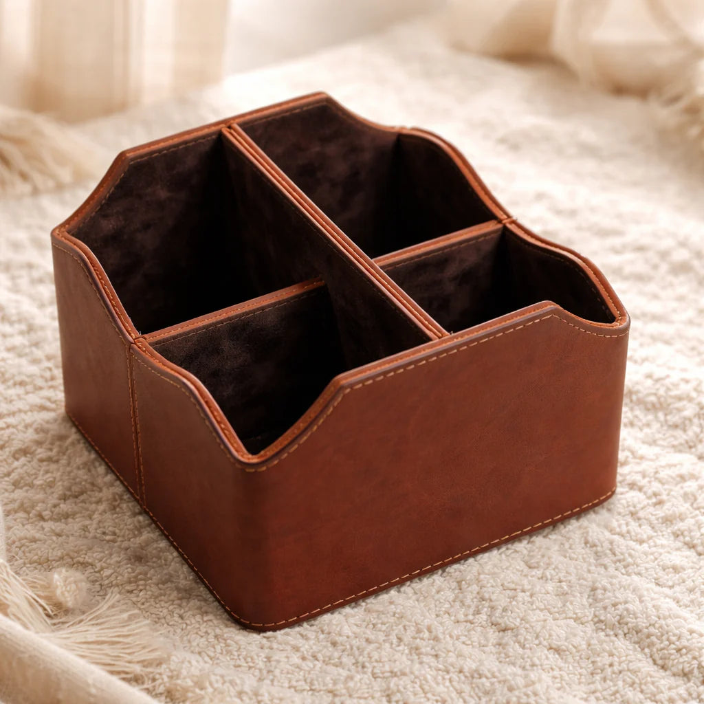 Comfy Homes The Sovereign Multi-Tasker: Handcrafted Vegan Leather Divided Organizer Cup