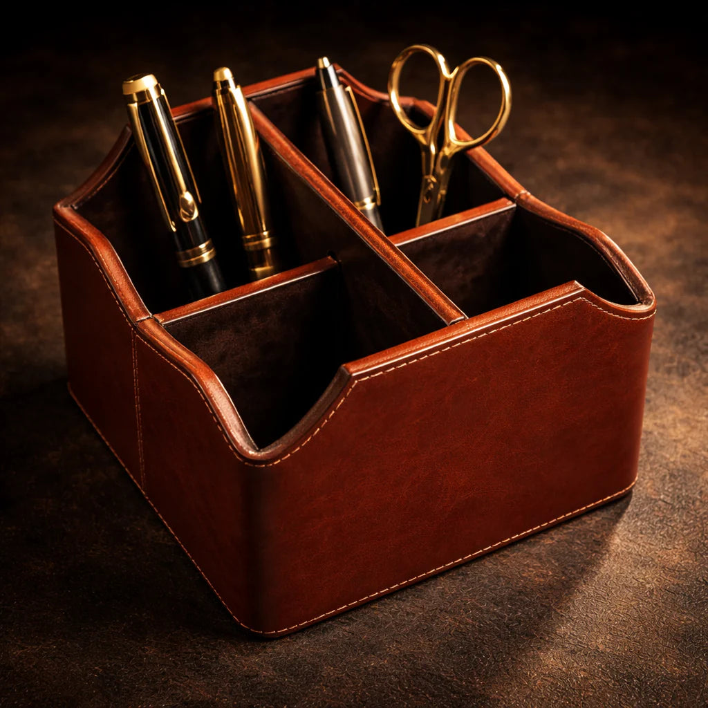 Comfy Homes The Sovereign Multi-Tasker: Handcrafted Vegan Leather Divided Organizer Cup