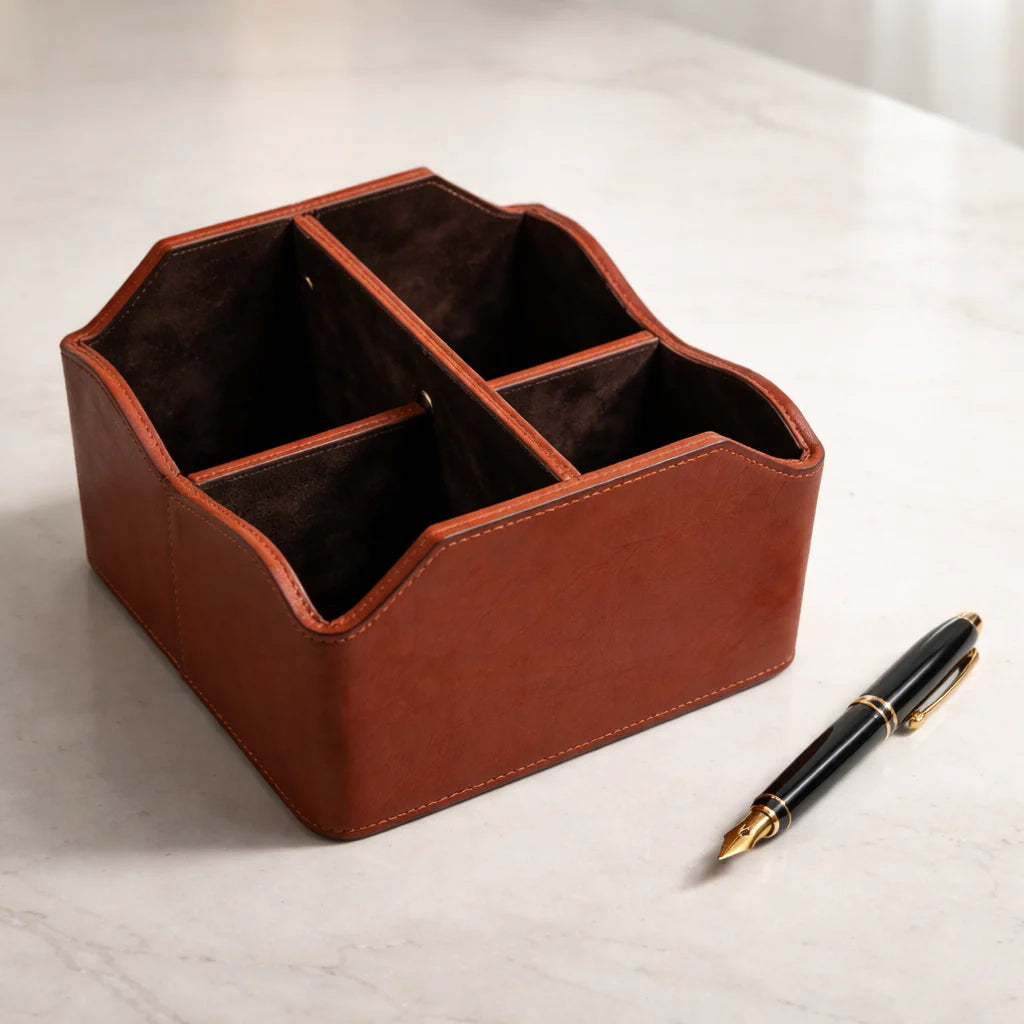 Comfy Homes The Sovereign Multi-Tasker: Handcrafted Vegan Leather Divided Organizer Cup