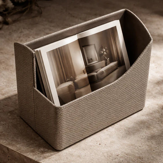 Comfy Homes The Executive Desktop Library: Handcrafted Vegan Leather Book & File Organizer (Stone Grey)