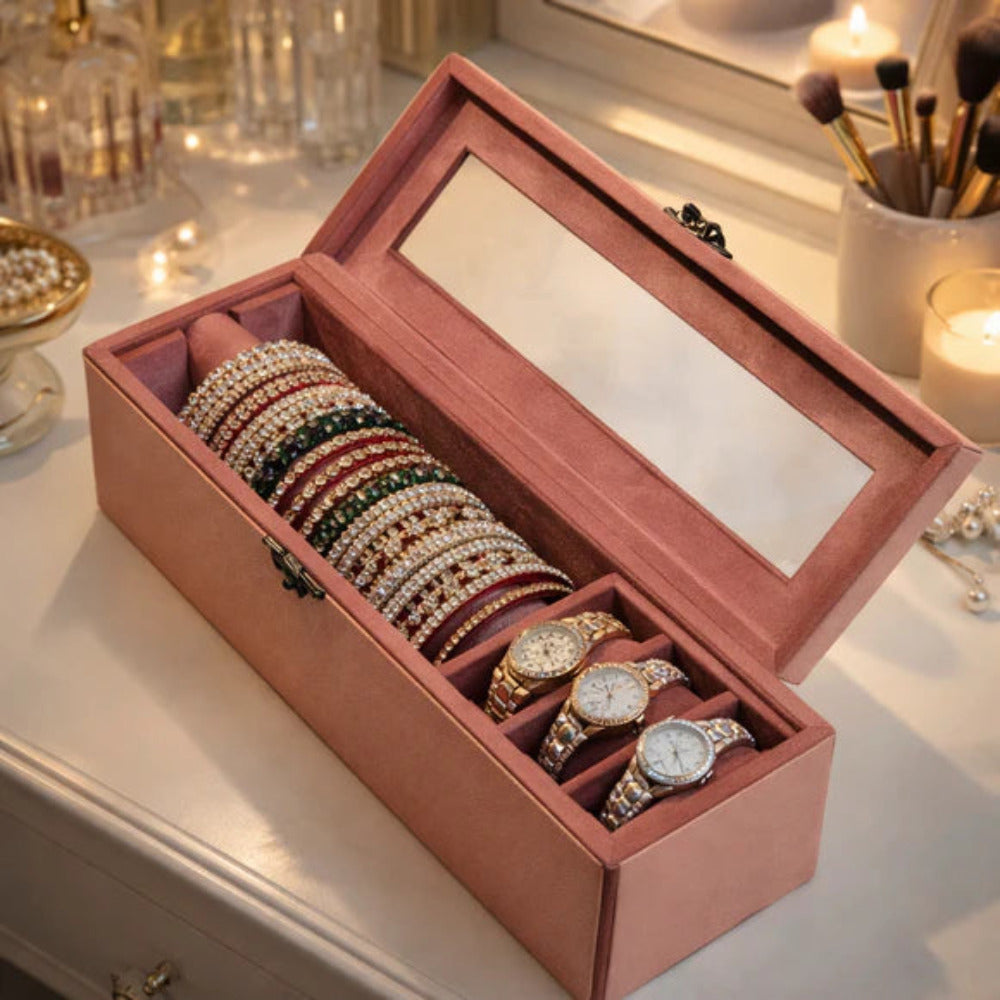 Comfy Homes The Sovereign Collection: Premium Vegan Leather Watch & Bangle Organizer