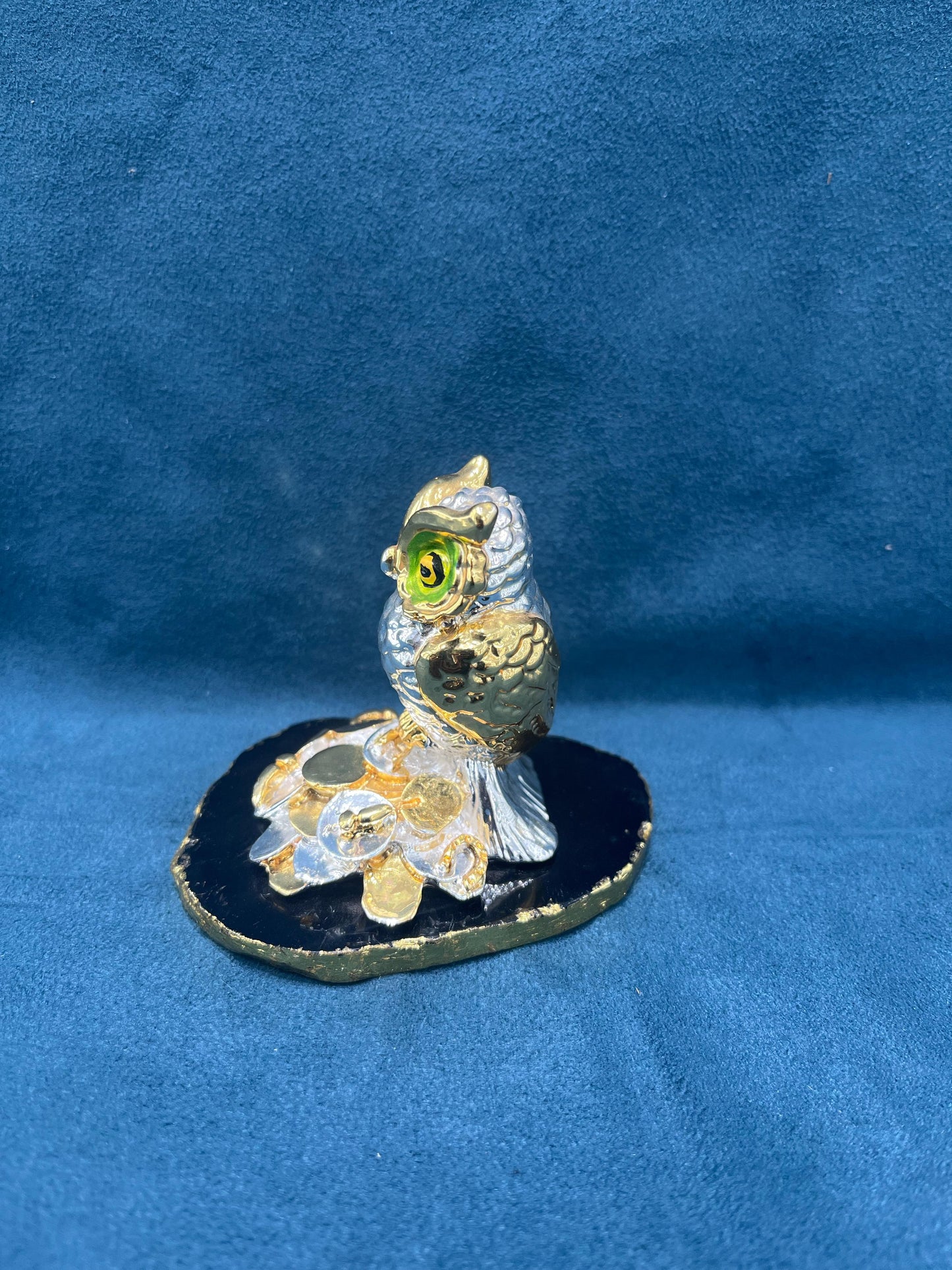 999 Electroplated Silver on Polyresin Owl (Silver with Gold)