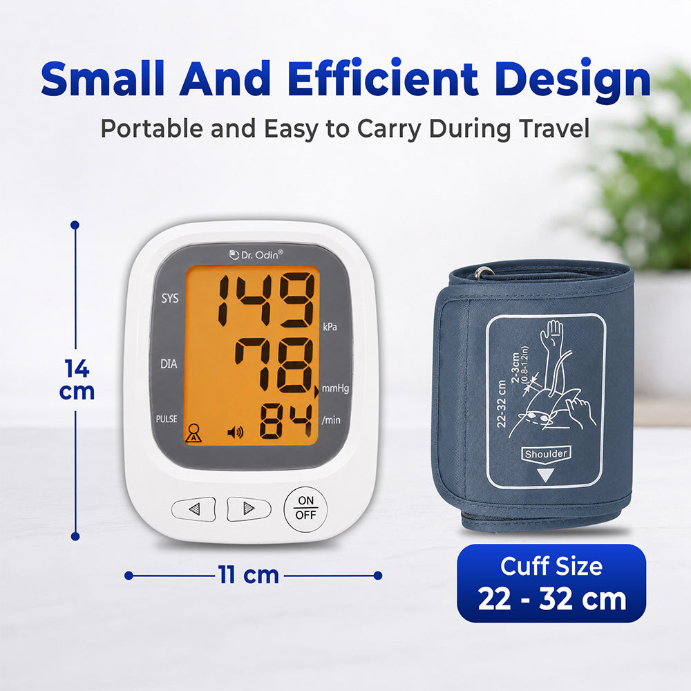 Dr. Odin JN-163B Blood Pressure Monitor with Large LCD Display, Voice Function, 2 User Suppport, USB Type-C | White