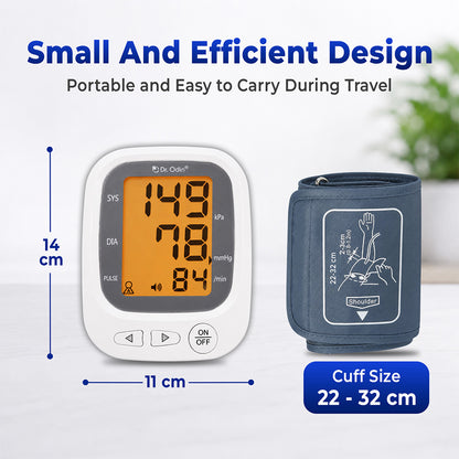 Dr. Odin JN-163B Blood Pressure Monitor with Large LCD Display, Voice Function, 2 User Suppport, USB Type-C | White