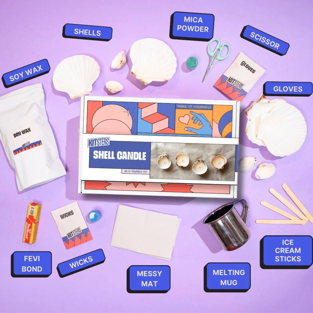 Kitsters DIY COMBO: Shell Candle Kit & DIY Decoupage Shells Kit