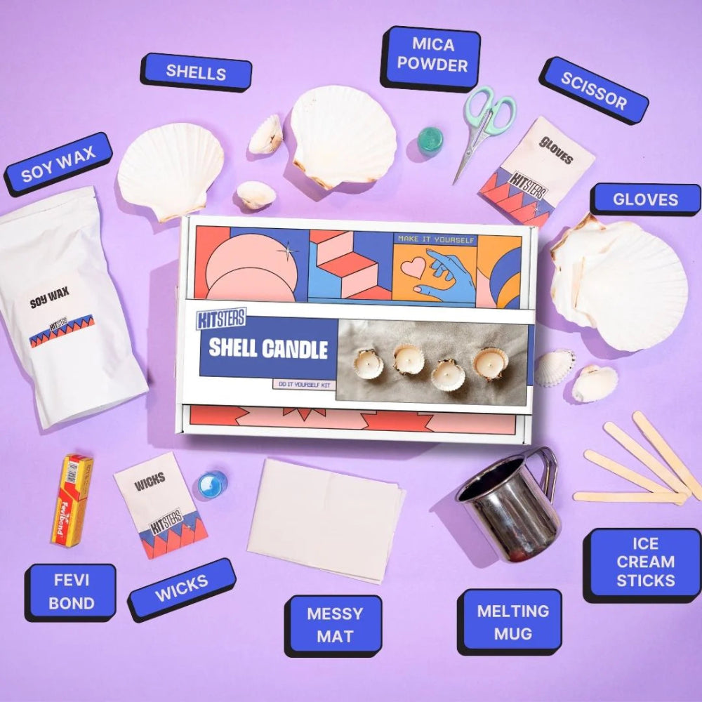 Kitsters DIY COMBO: Shell Candle Kit & DIY Decoupage Shells Kit