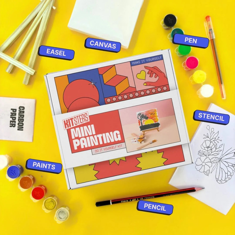 Kitsters DIY Painting Starter Pack: Mini Painting Kit, Light Bottle Painting Kit & Tote Bag Painting Kit