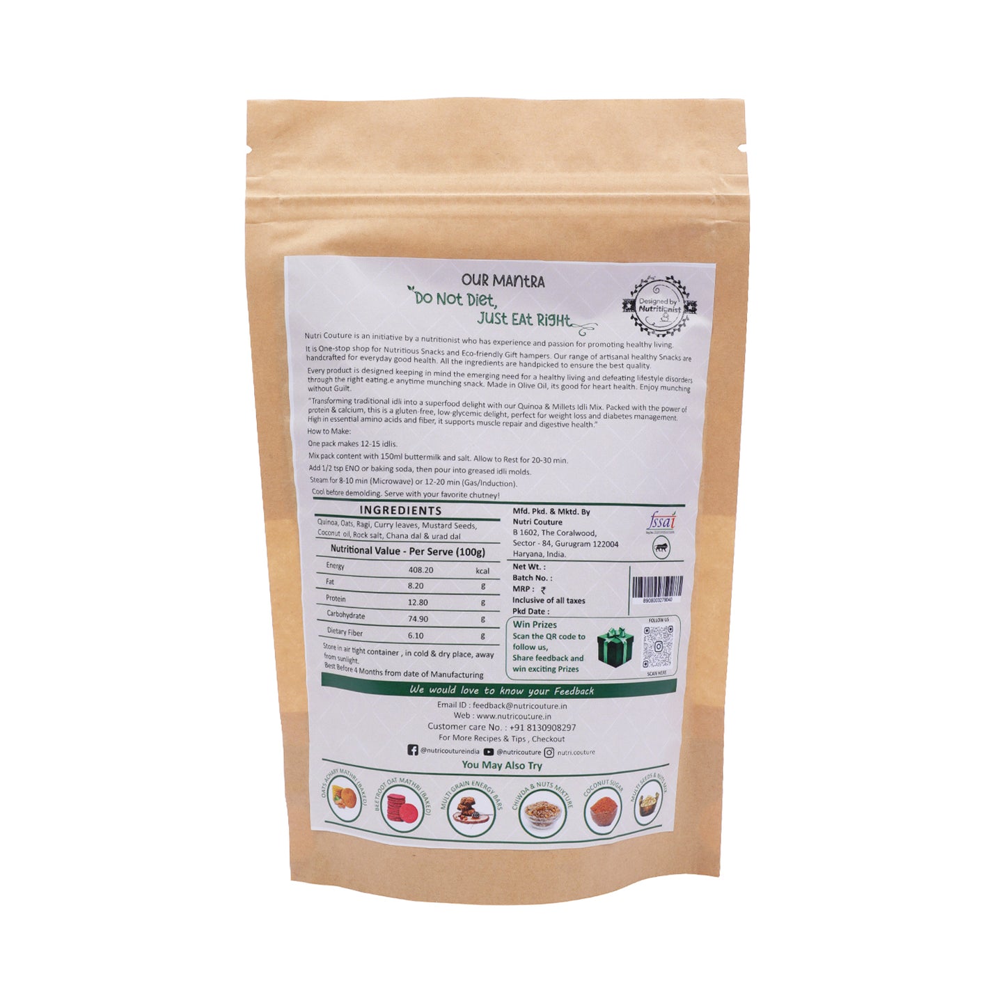 Nutri Couture Quinoa Oats Idli Mix (Premix)