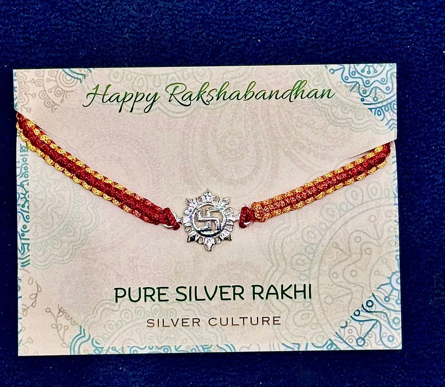 Swastik Pure Silver Rakhi – Radiant Symbol of Auspicious Beginnings