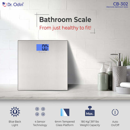Dr. Odin CB-302 Weighing Scale- Bathroom Scale with LCD display & Auto-on technology (White)