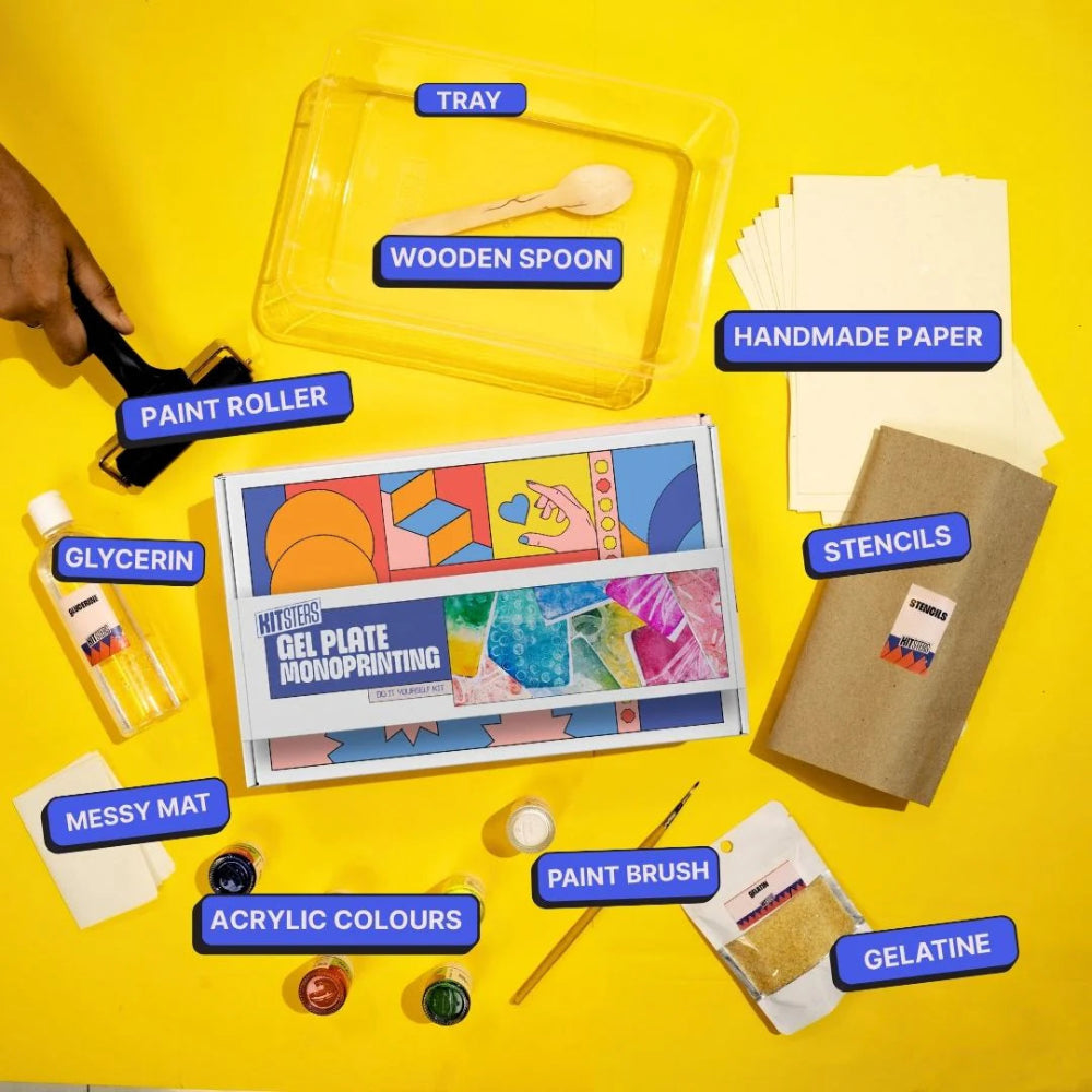 Kitsters DIY COMBO : DIY Handmade Paper Kit & DIY Gel Plate Monoprinting Kit