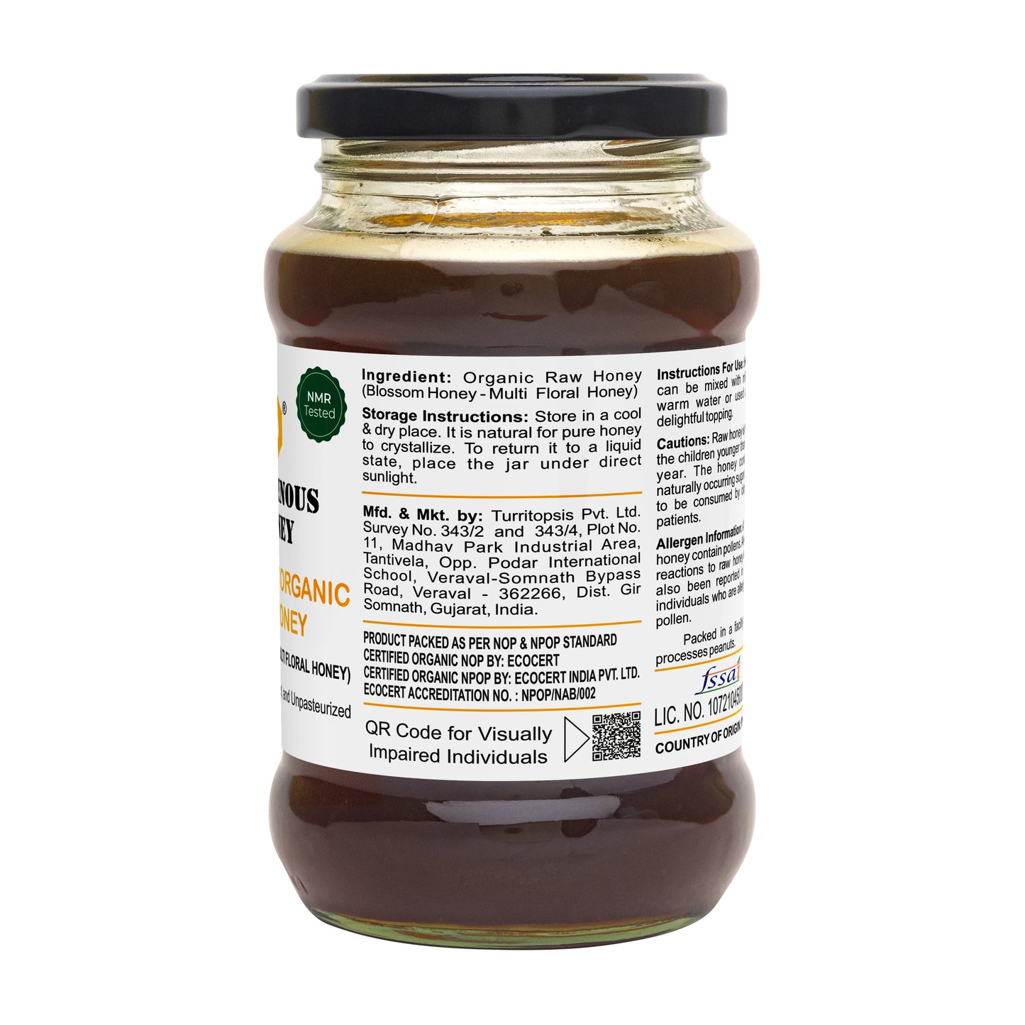 Indigenous Honey USDA Certified Organic Wild Honey