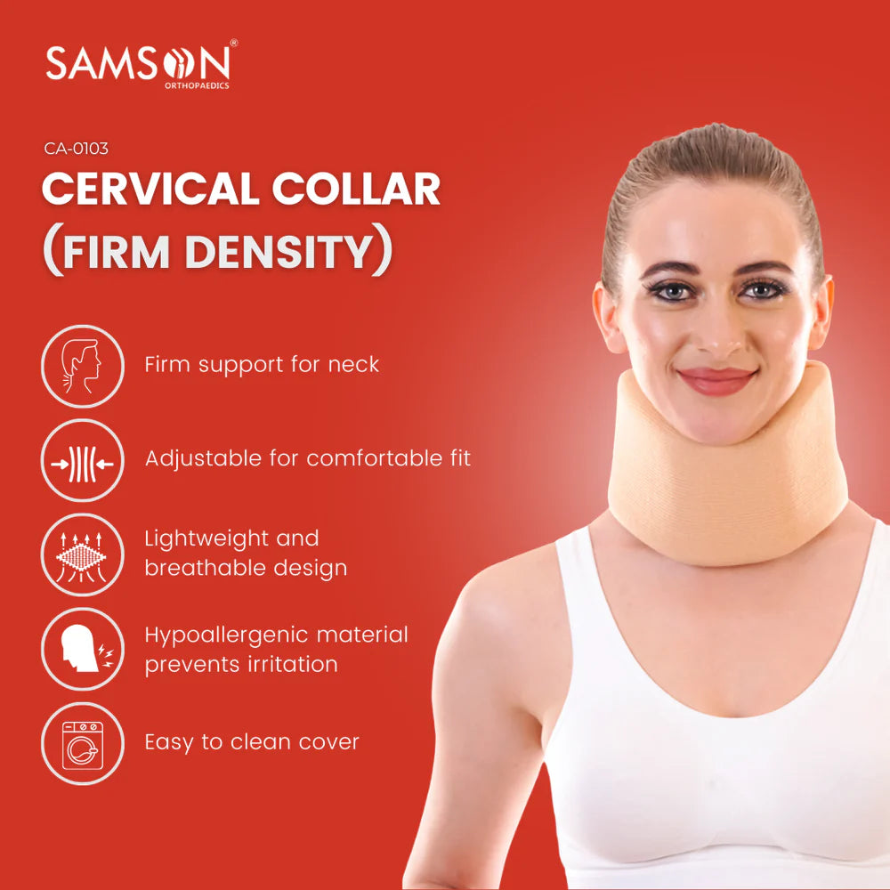 SAMSON Soft Cervical Collar (Firm Density) for Neck Support, Pain Relief, and Injury Recovery