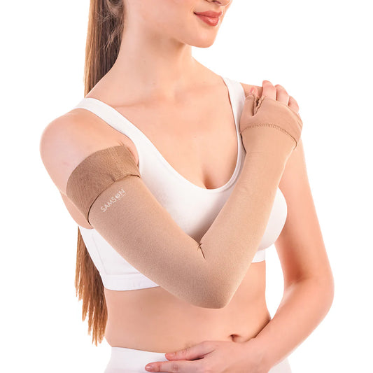 SAMSON Lymphedema Arm Sleeve (Pair) | Firm Compression for Swelling & Lymphatic Relief