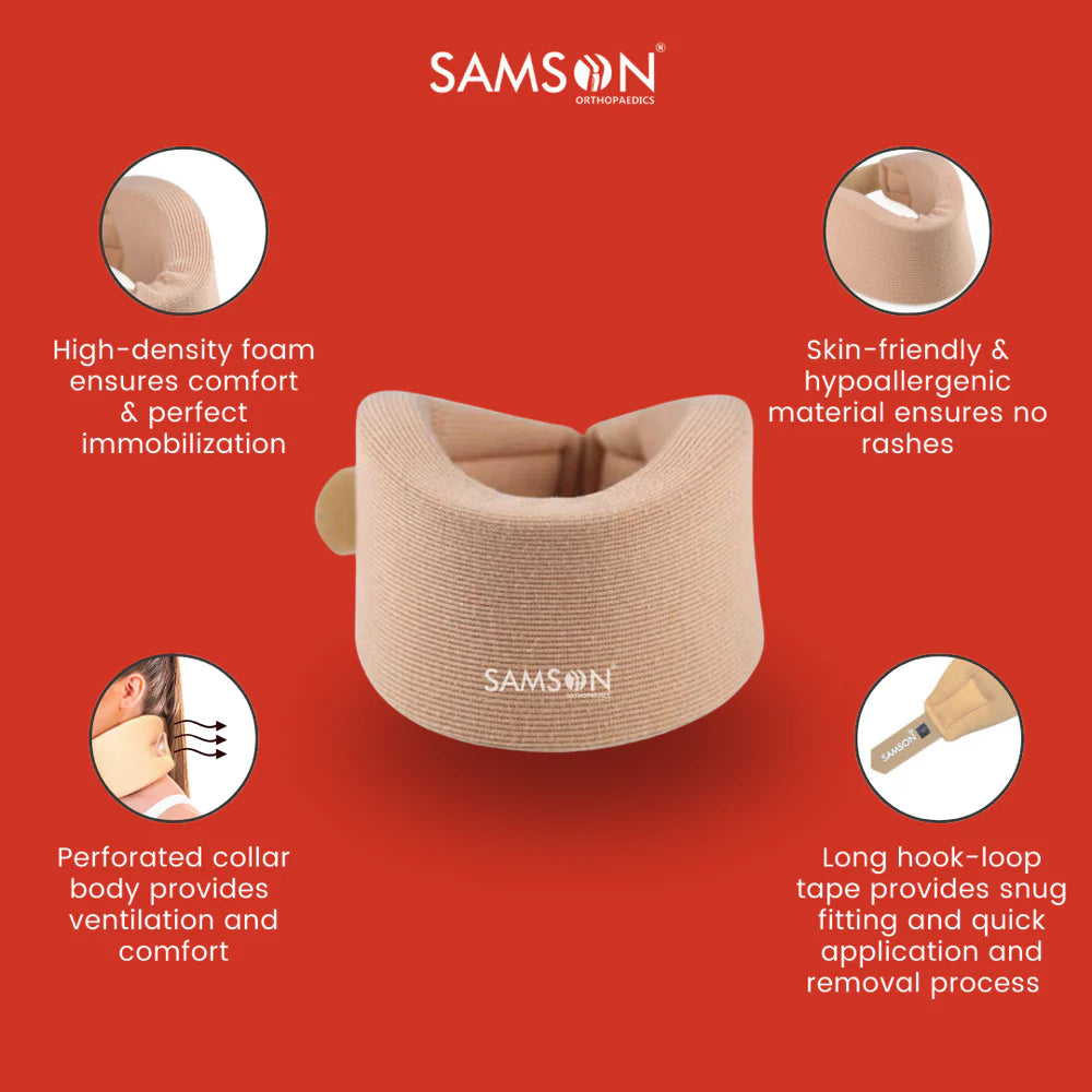 SAMSON Soft Cervical Collar (Firm Density) for Neck Support, Pain Relief, and Injury Recovery