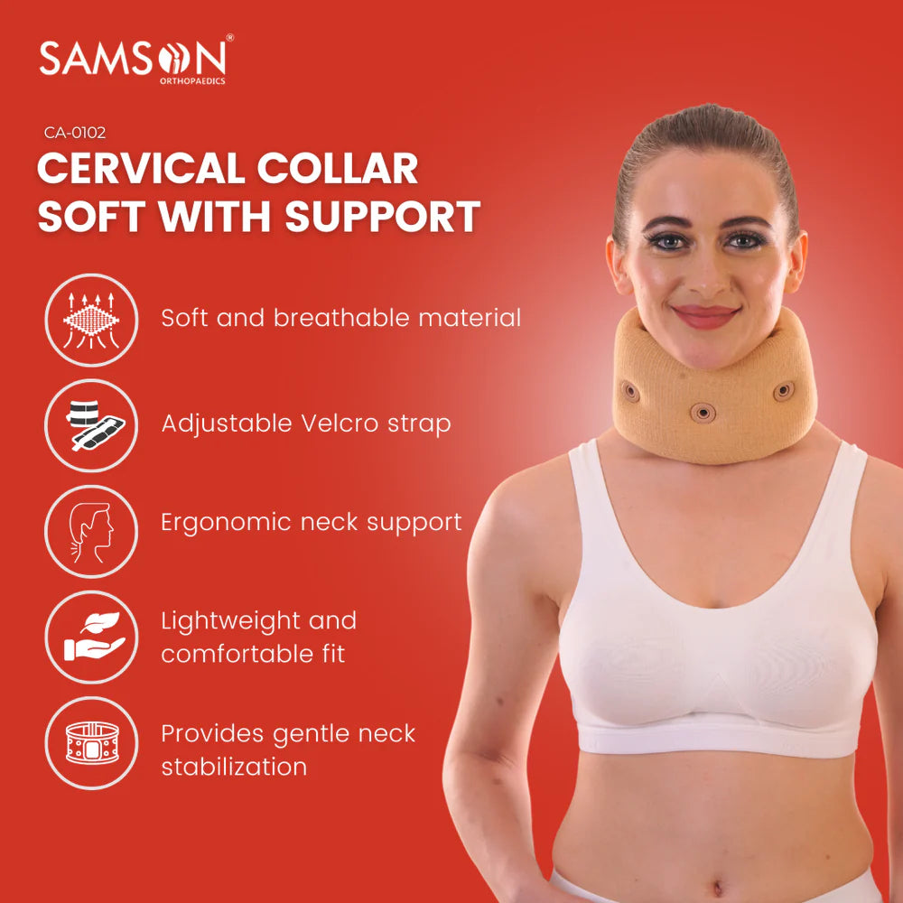 SAMSON Soft Cervical Collar (Firm Density) for Neck Support, Pain Relief, and Injury Recovery