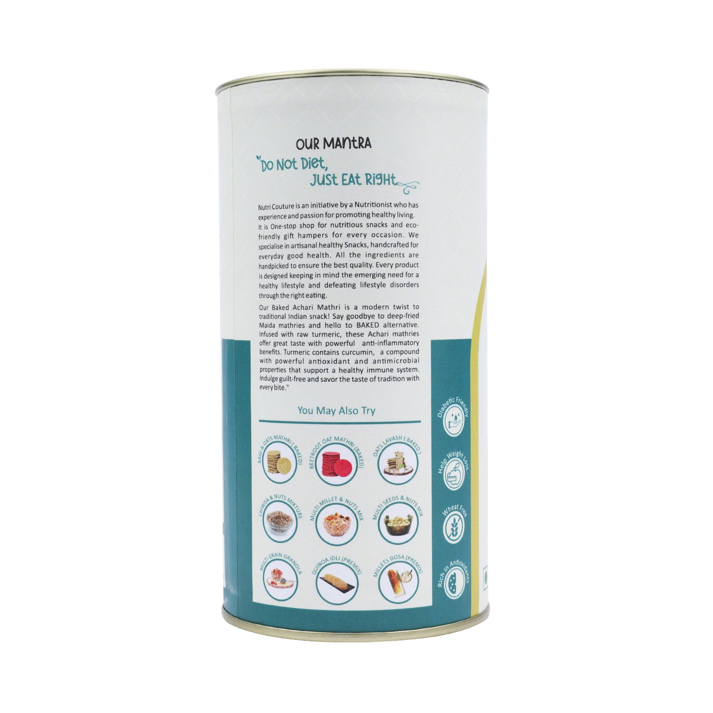 Nutri Couture Oats Achari Mathri (enriched with Raw turmeric benefits)