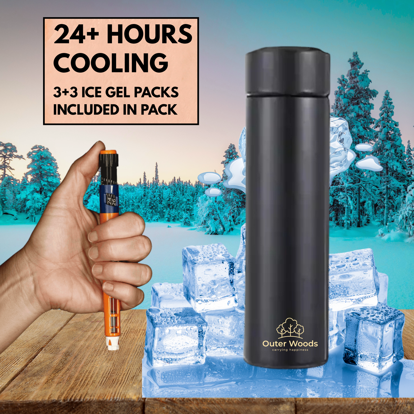 Outer Woods Insulin Cooler Bottle Case - Small (450ml)