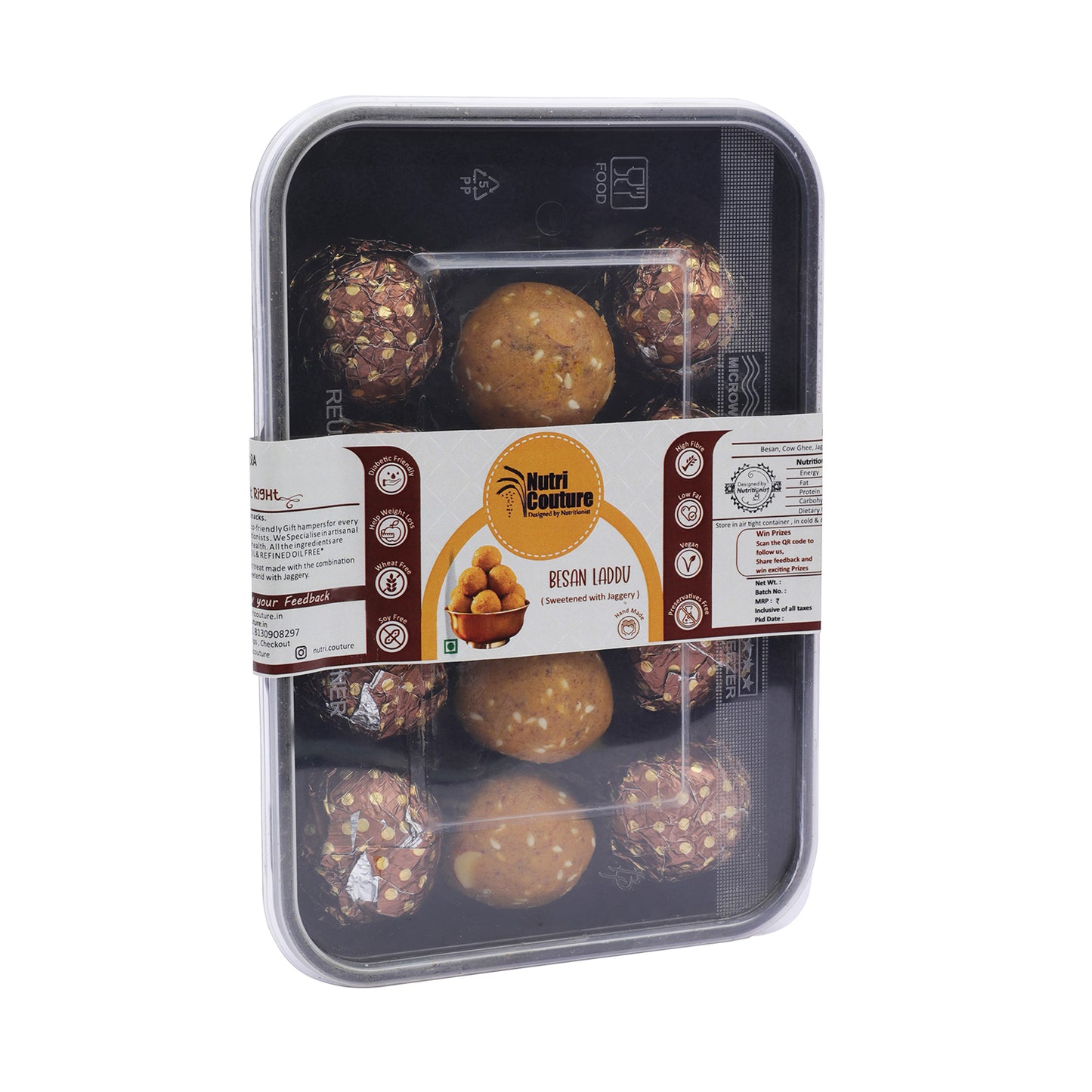 Nutri Couture Besan Laddu (Sweetened with Jaggery)
