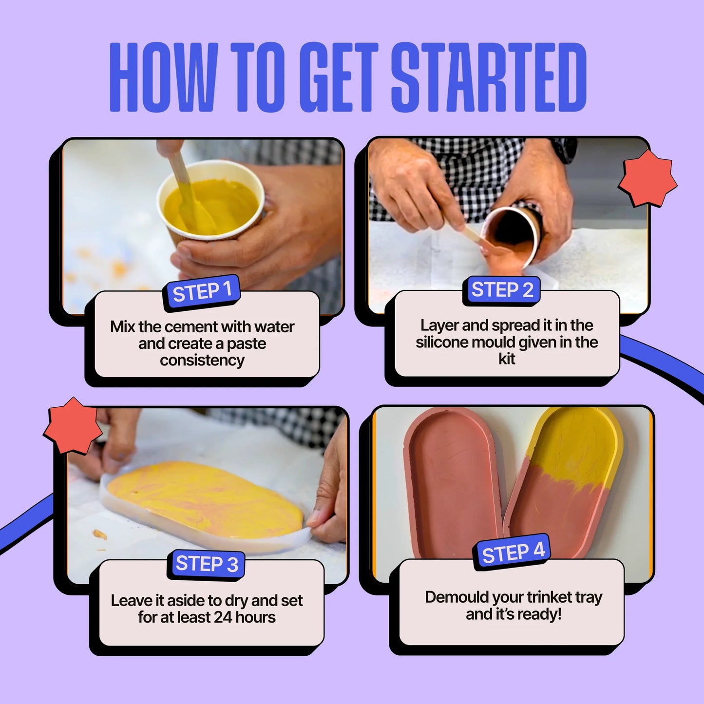 Kitsters DIY COMBO : Cement Trinket Tray Kit & DIY Cement Coaster Kit