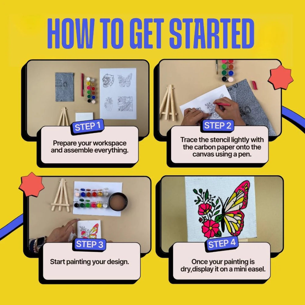 Kitsters DIY Painting Starter Pack: Mini Painting Kit, Light Bottle Painting Kit & Tote Bag Painting Kit