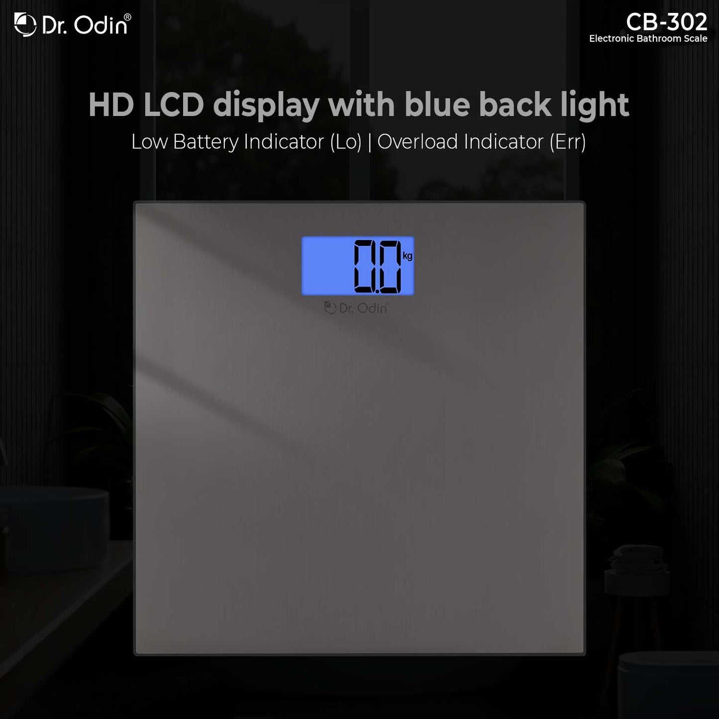 Dr. Odin CB-302 Weighing Scale- Bathroom Scale with LCD display & Auto-on technology (White)