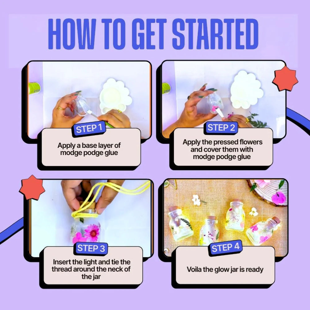 Kitsters DIY COMBO: Floral Glow Jar Kit & DIY Light Bottle Painting Kit