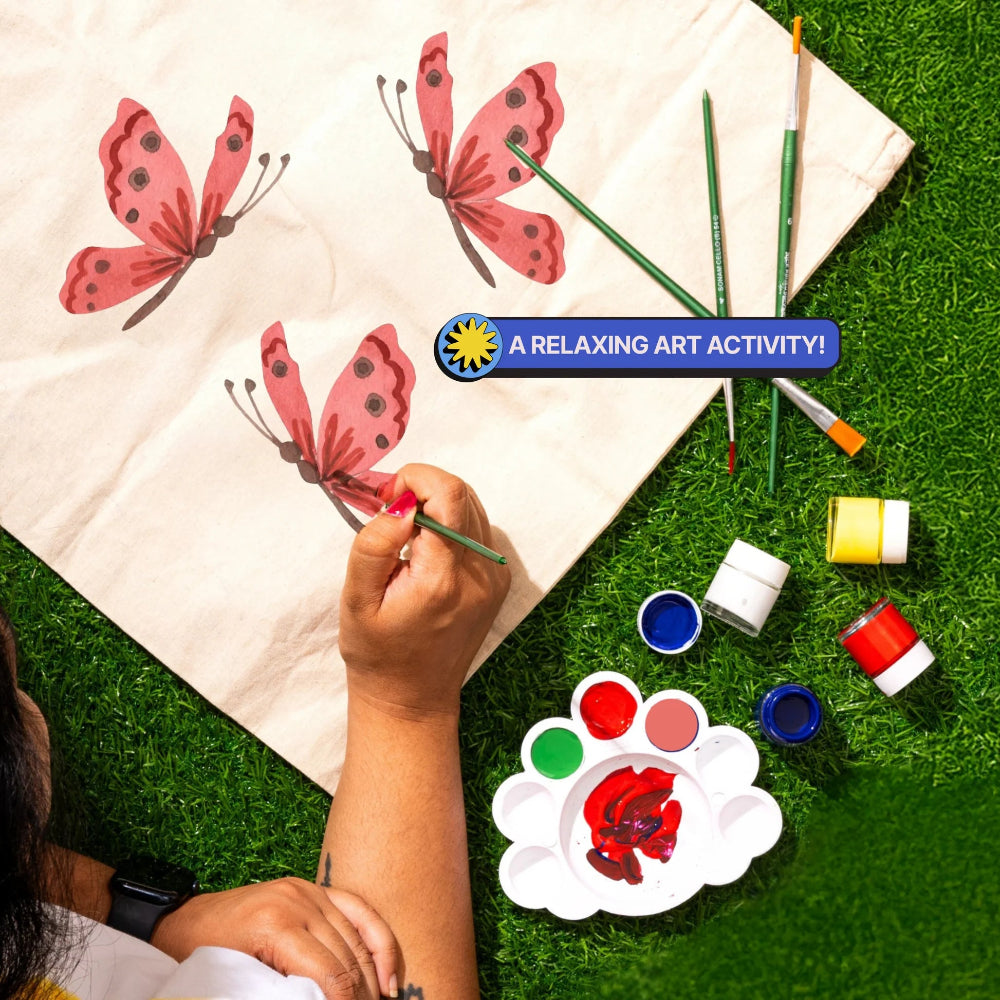 Kitsters DIY COMBO : DIY Block Printing Kit (Tote Bag) & DIY Tote Bag Painting Kit