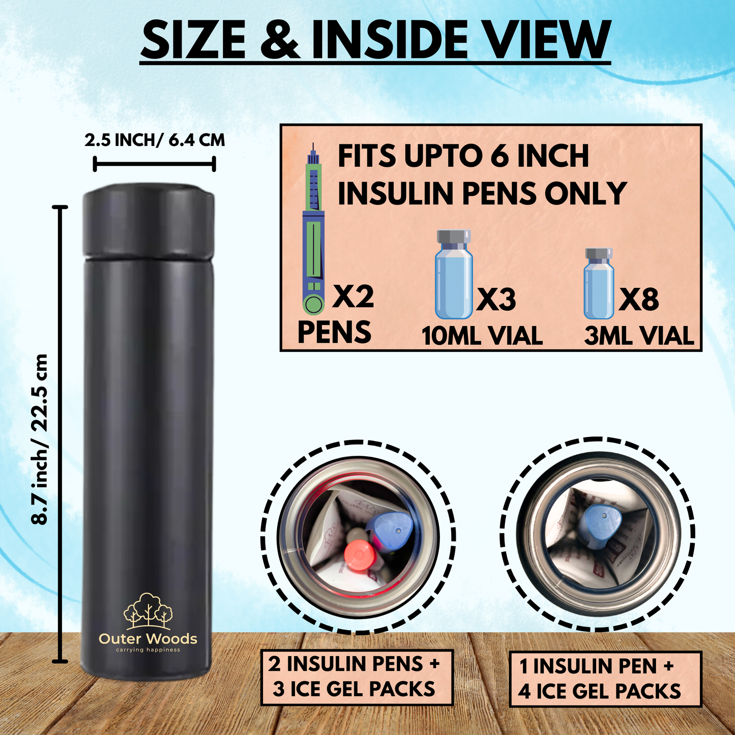 Outer Woods Insulin Cooler Bottle Case - Small (450ml)