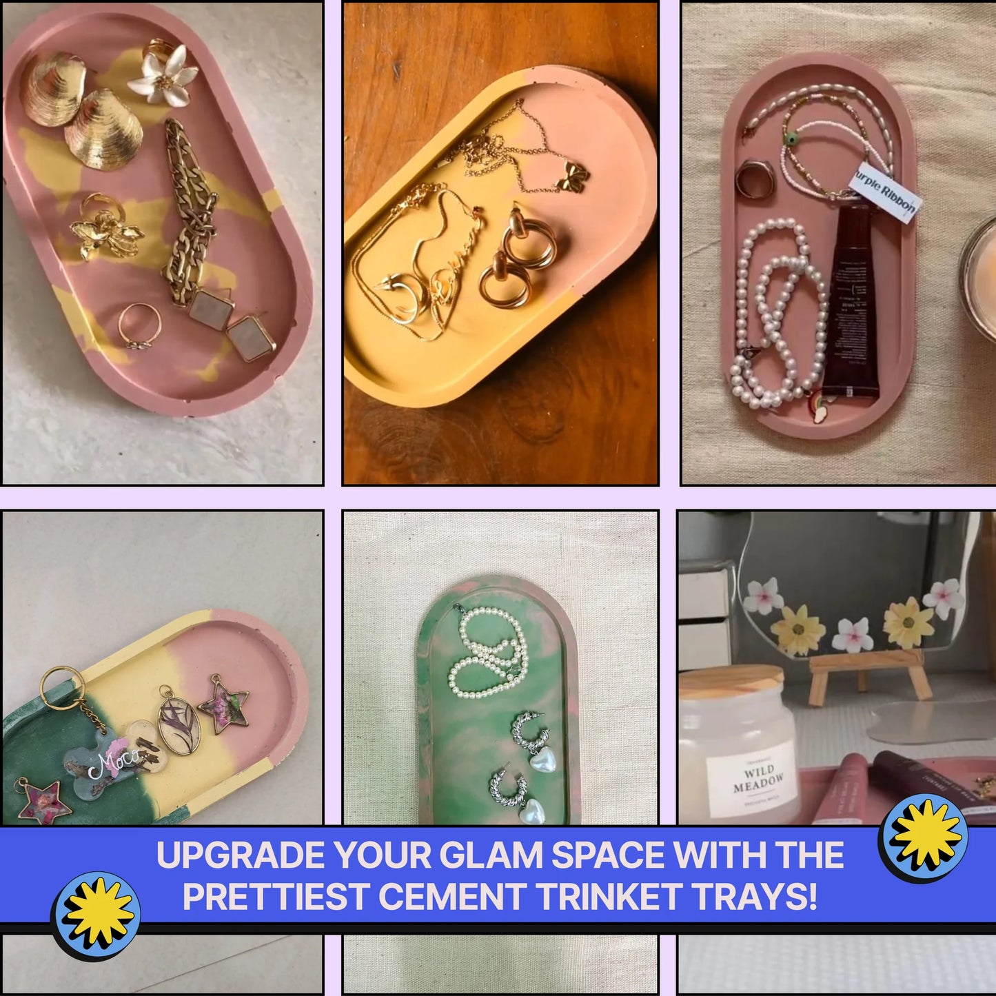 Kitsters DIY COMBO : Cement Trinket Tray Kit & DIY Cement Coaster Kit