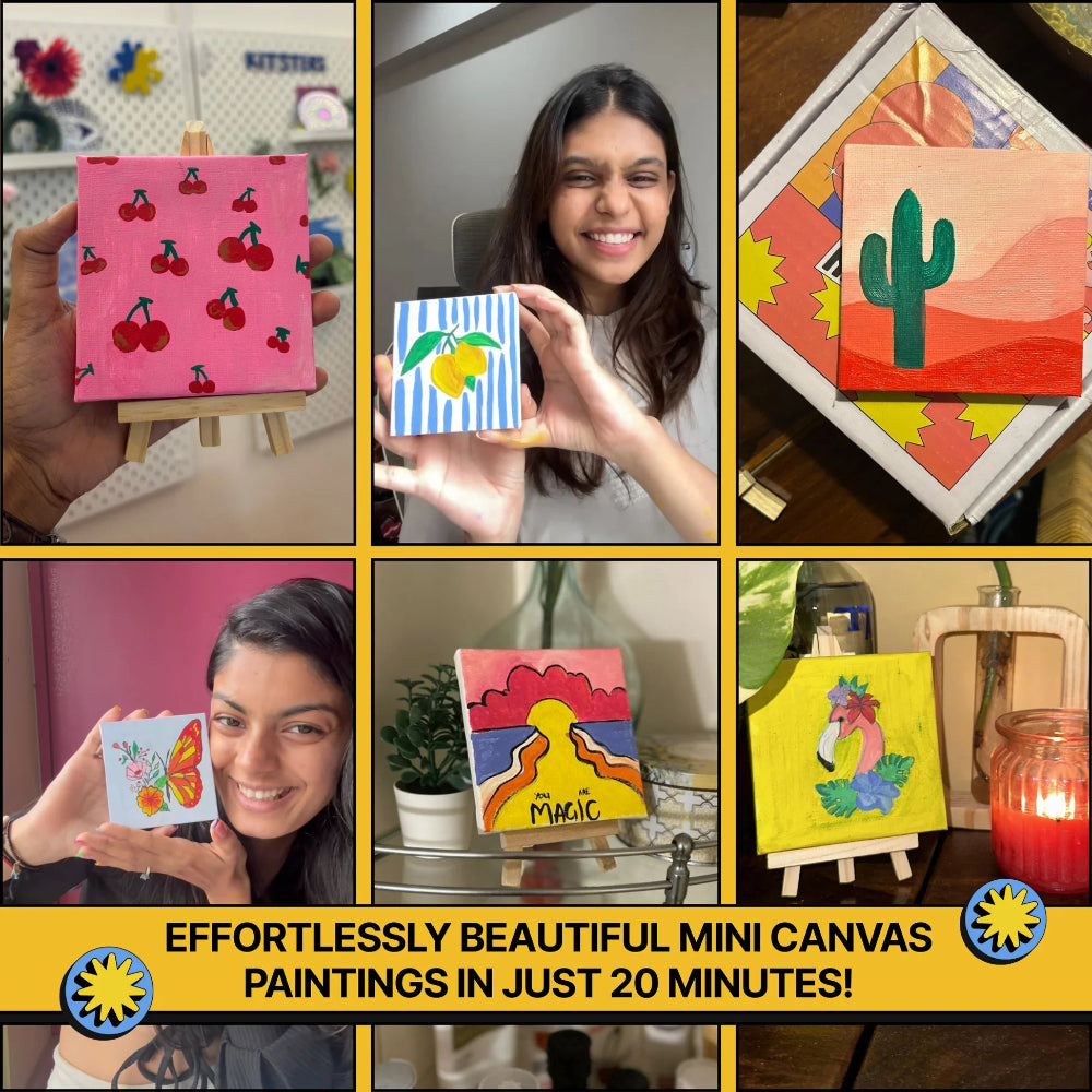 Kitsters DIY Painting Starter Pack: Mini Painting Kit, Light Bottle Painting Kit & Tote Bag Painting Kit