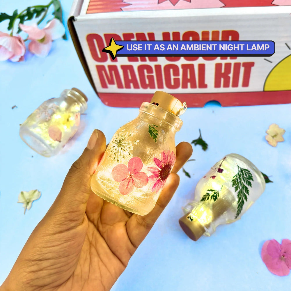 Kitsters DIY COMBO: Floral Glow Jar Kit & DIY Light Bottle Painting Kit