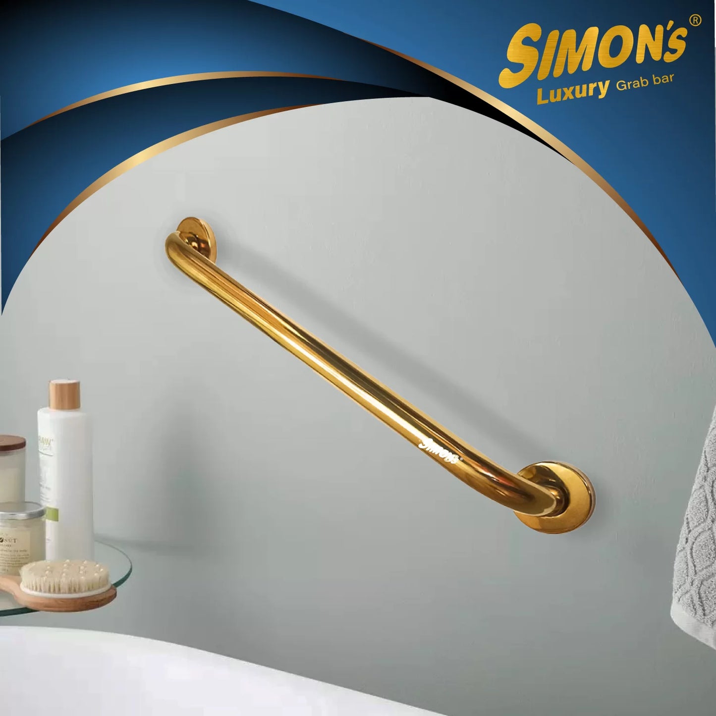 Simon’s Luxury 100% Stainless Steel 304 Heavy Duty Grab bar for Bathroom Handrailing and Safety Handle for Elderly – Gold Color