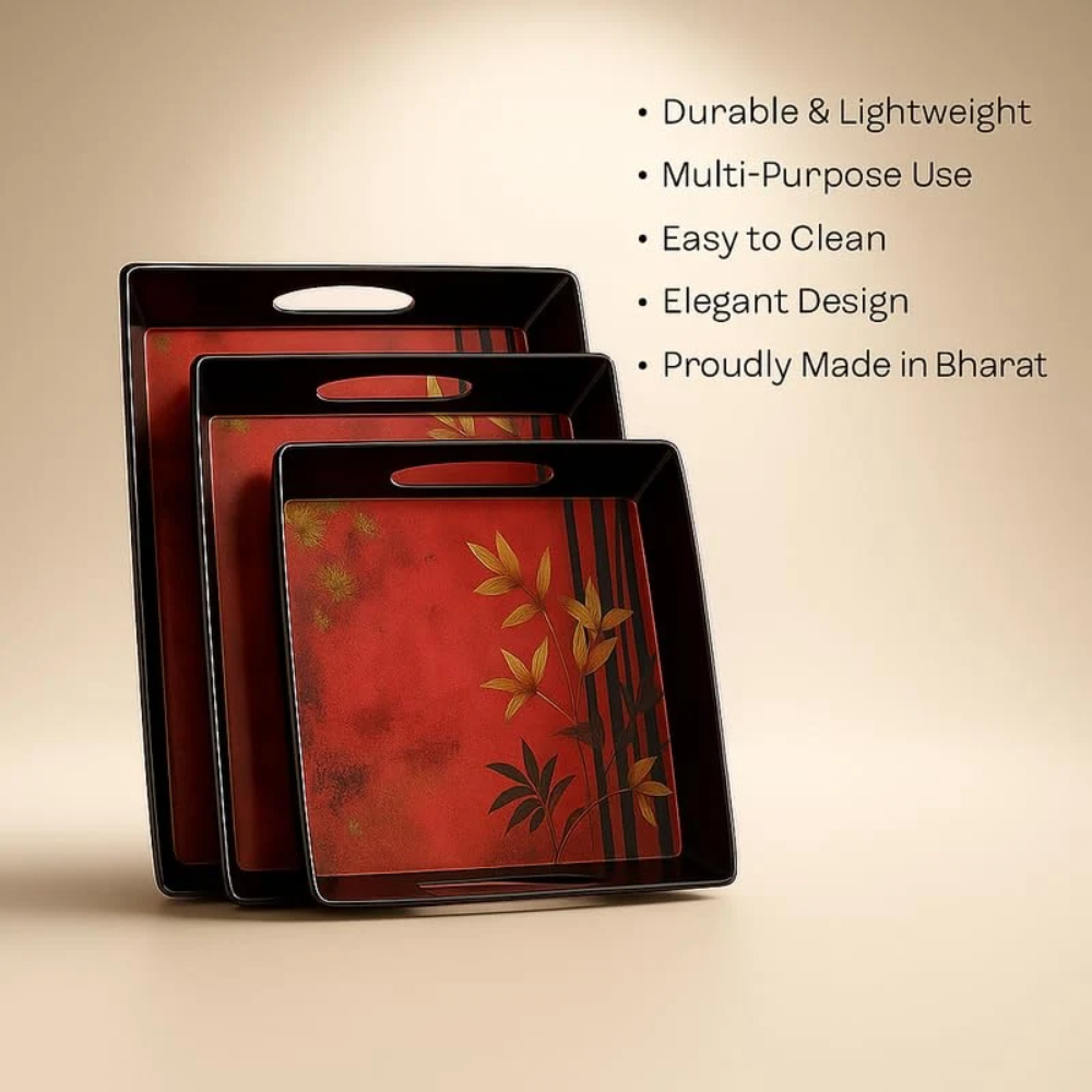 Comfy Homes Durable Multi-Use Premium Printed Rectangular Melamine Serve Ware