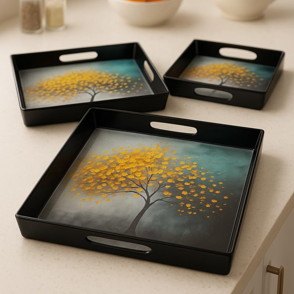 Comfy Homes Durable Multi-Use Premium Printed Rectangular Melamine Serve Ware
