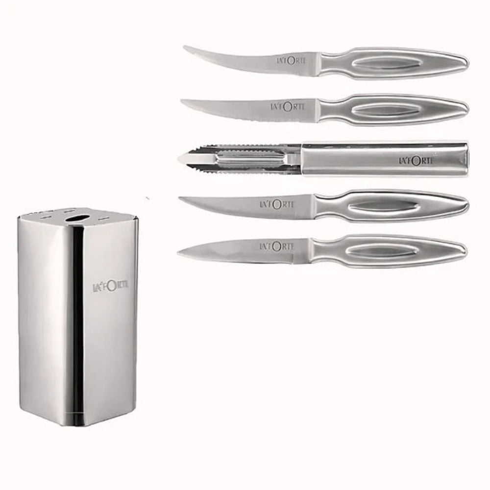 LA' FORTE Stainless Steel Knife set with Metal Block