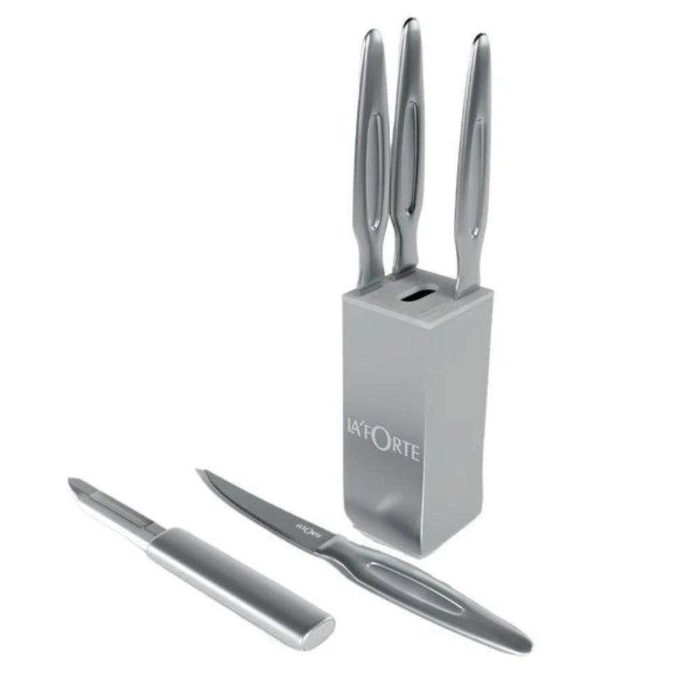 LA' FORTE Stainless Steel Knife set with Metal Block