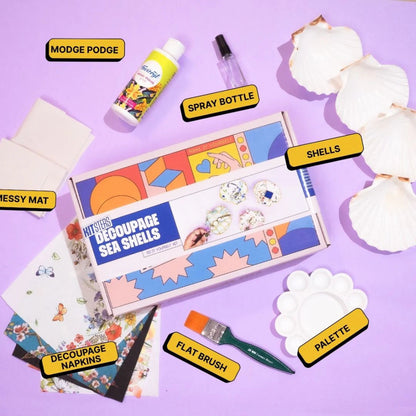 Kitsters DIY COMBO: Shell Candle Kit & DIY Decoupage Shells Kit