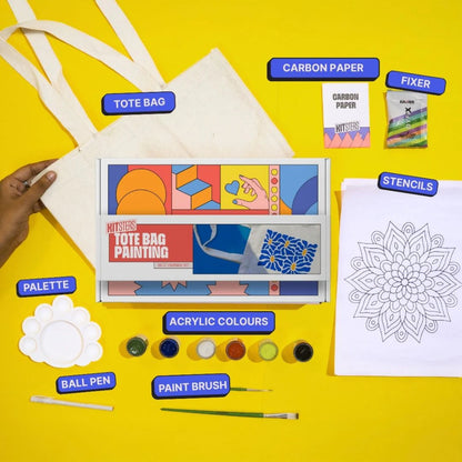 Kitsters DIY Painting Starter Pack: Mini Painting Kit, Light Bottle Painting Kit & Tote Bag Painting Kit