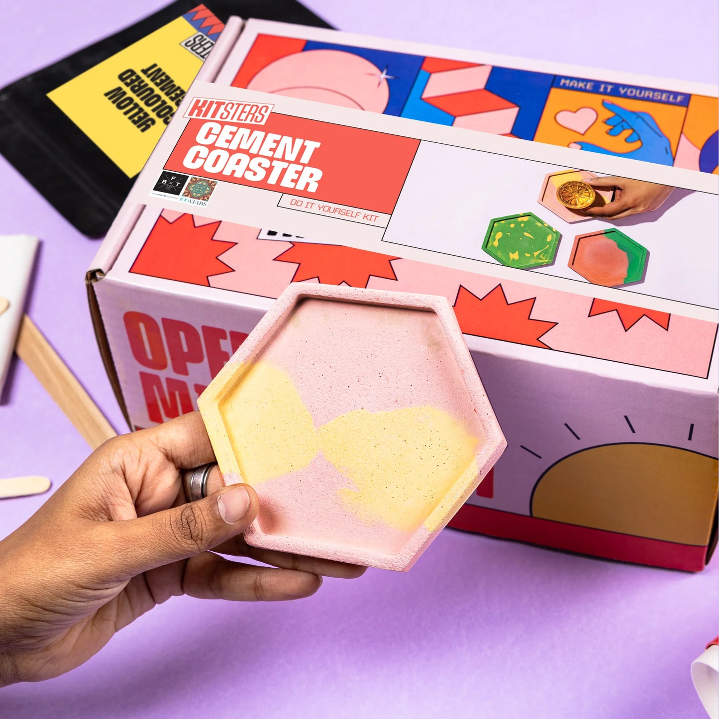 Kitsters DIY COMBO : Cement Trinket Tray Kit & DIY Cement Coaster Kit