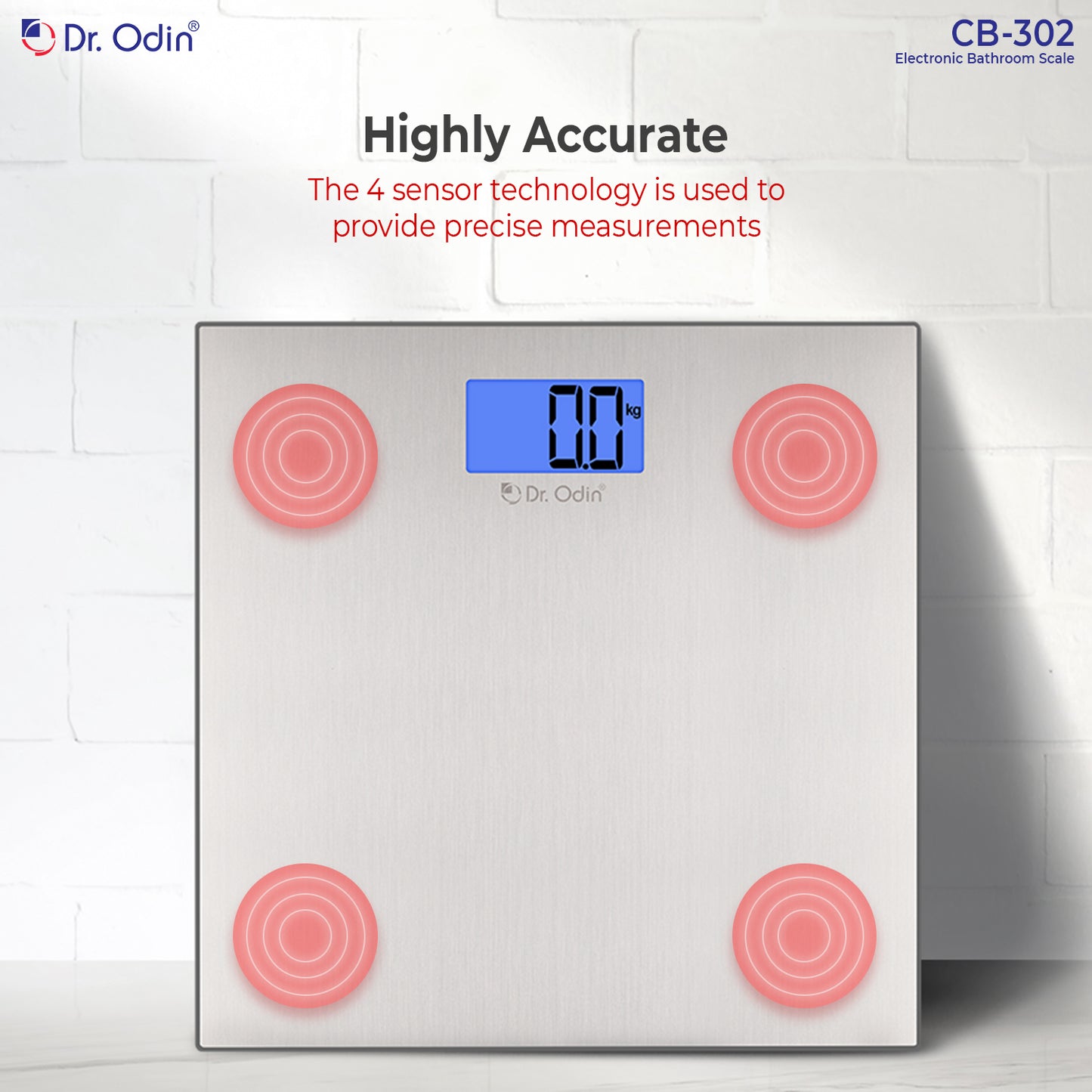 Dr. Odin CB-302 Weighing Scale- Bathroom Scale with LCD display & Auto-on technology (White)