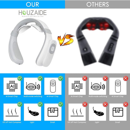 Houzaide Electric Pulse Neck Massager for Neck Pain relief, Cervical Pain Relief With Heat & TENS pulse, Rechargeable Deep Tissue