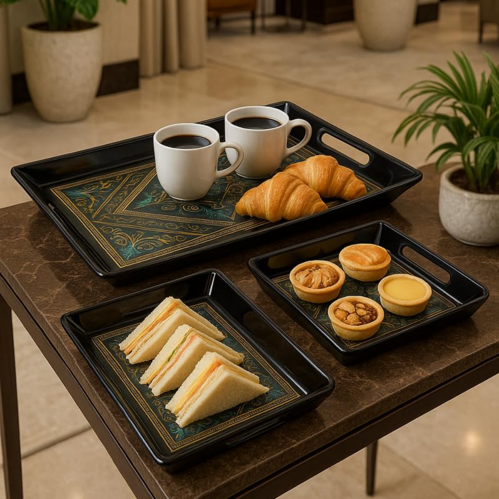 Comfy Homes Durable Multi-Use Premium Printed Rectangular Melamine Serve Ware