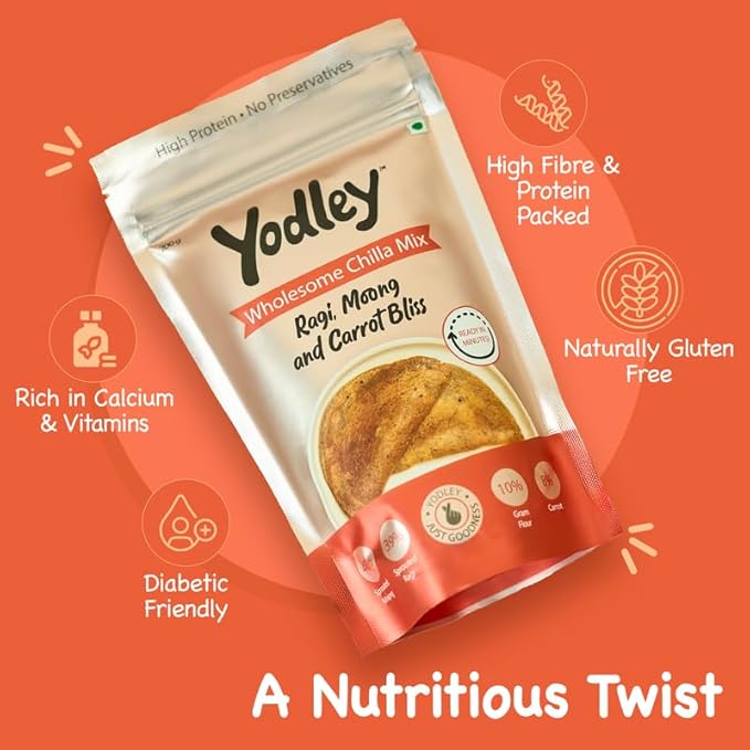 Yodley Wholesome Chilla Mix  - Ragi, Moong & Carrot Bliss