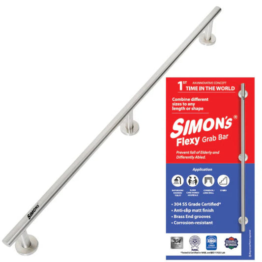 Simon's Flexy 304 Stainless Steel Grab Bar for Bathroom and Toilet Safety Handle of Elderly People  - (75cm – 100cm)