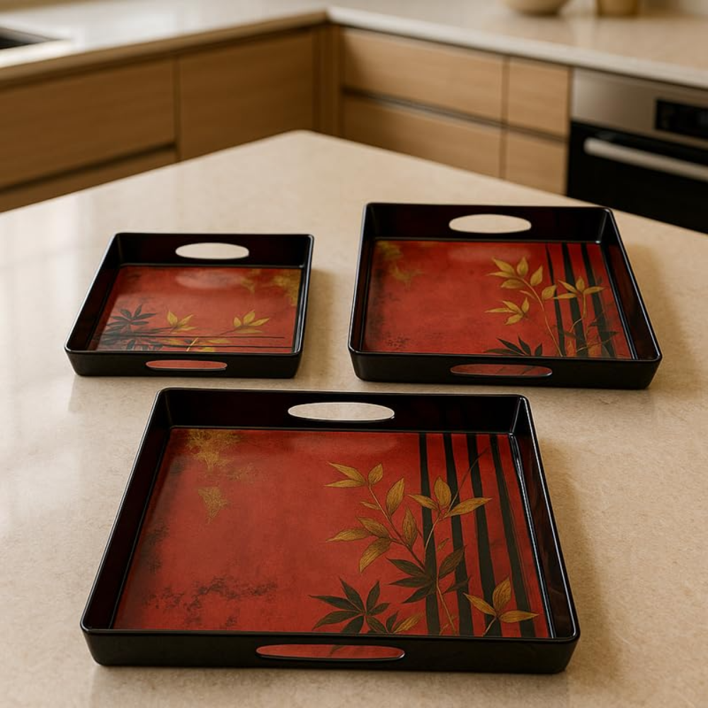 Comfy Homes Durable Multi-Use Premium Printed Rectangular Melamine Serve Ware
