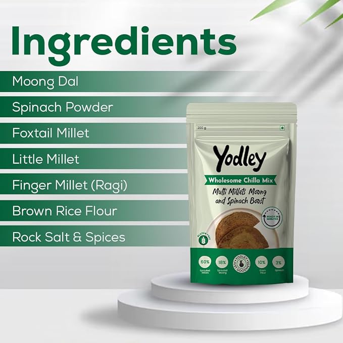 Yodley Wholesome Chilla Mix  - Multi Millets, Moong & Spinach Boost