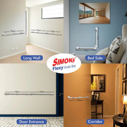 Simon's Flexy 304 Stainless Steel Grab Bar for Bathroom and Toilet Safety Handle of Elderly People with 2 Legs  - ( 45 -  60 cm)