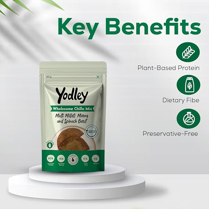 Yodley Wholesome Chilla Mix  - Multi Millets, Moong & Spinach Boost