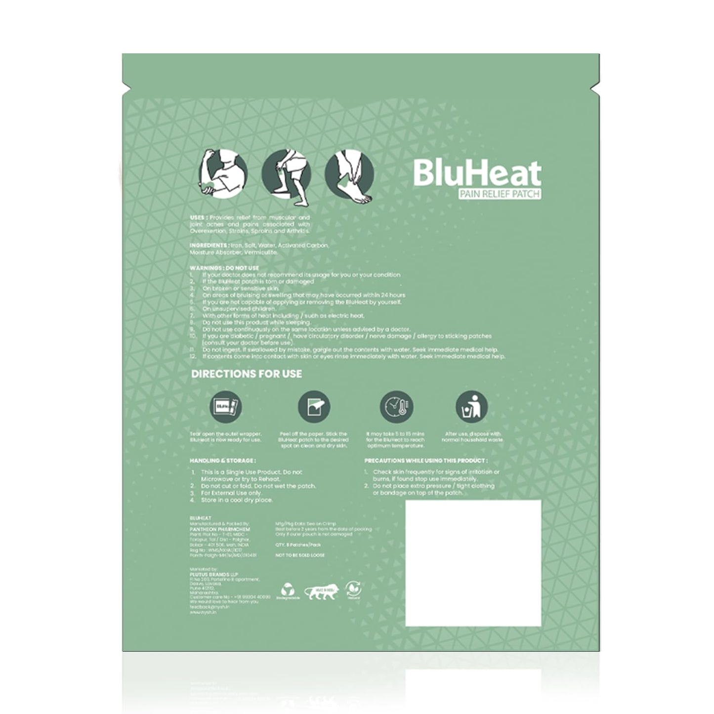 BluHeat Pain Relief Patches for Knee, Elbow & Ankle Heat Therapy Patches